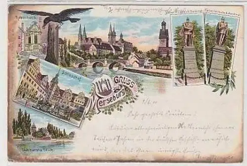 35744 Ak Lithografie Gruss aus Merseburg 1901