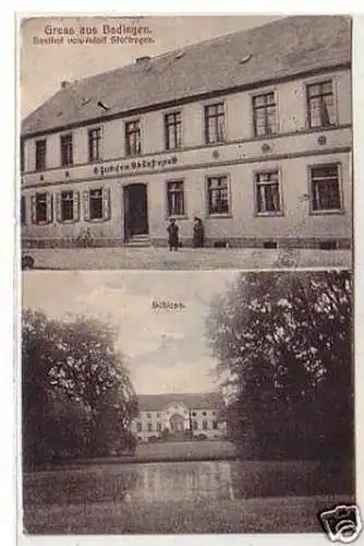 26406 Ak Gruss aus Badingen Gasthof u. Schloss 1920