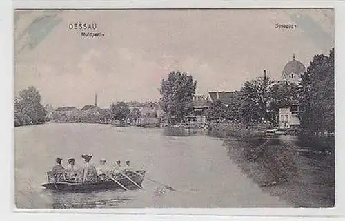 64861 Ak Dessau Muldpartie mit Synagoge um 1930