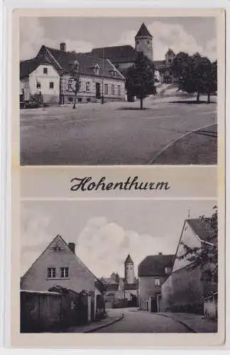 92552 Mehrbild AK Hohenthurm - Straßenansicht mit Blick auf das Schloss 1955