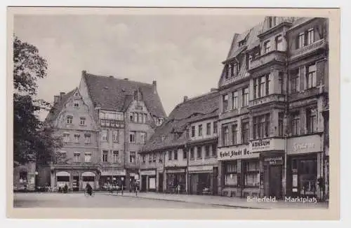 75217 AK Bitterfeld - Marktplatz mit Hotel, Konsum, Friseur & Lebensmittelhaus