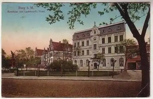 57093 Feldpost Ak Burg b.M. Kreishaus und Lachmund´s Hotel 1916