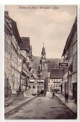 43110 Ak Stolberg im Harz Rittergasse und Post um 1910