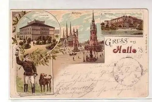 47674 Ak Lithographie Gruß aus Halle Universität 1897