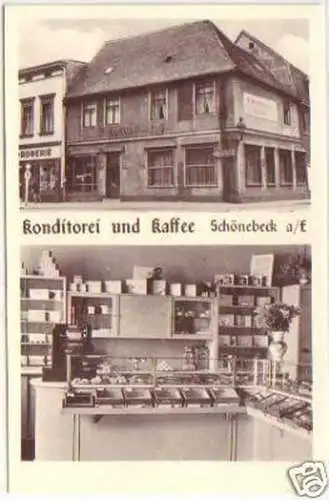 09891 Ak Schönebeck Konditorei & Kaffee um 1930