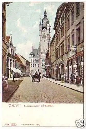 23685 Ak Dessau Rathausstraße mit Rathaus 1904