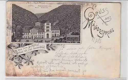 30439 Ak Lithographie Gruß aus Mägdesprung Hotel 1896