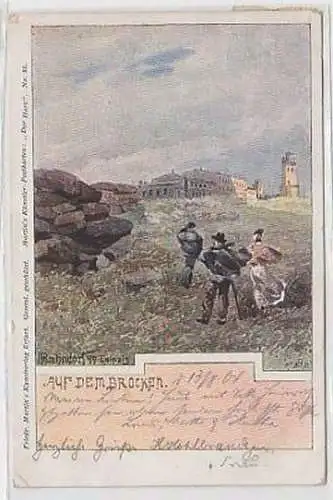 31221 Künstler Ak Auf dem Brocken 1904