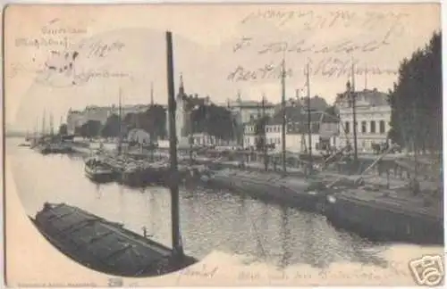 16711 Ak Gruß aus Magdeburg Blick nach dem Werder 1900