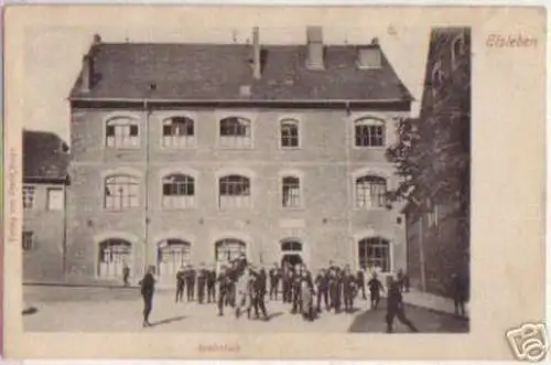 14506 Ak Eisleben Realschule mit Schülern um 1910