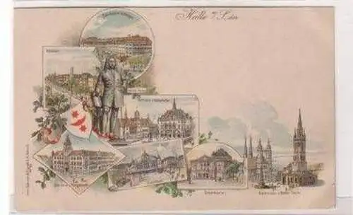 47530 Ak Lithographie Gruß aus Halle an der Saale um1900