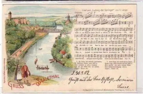 47343 Ak Lithographie Gruß aus dem Saalethal um 1900