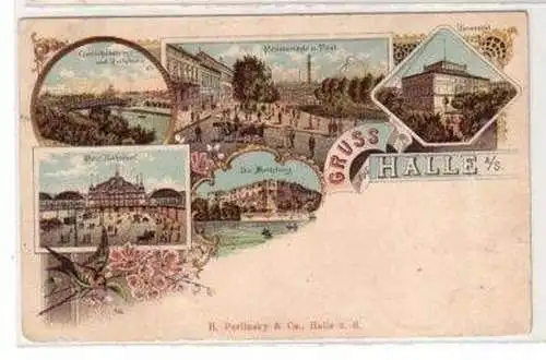 48153 Ak Lithographie Gruß aus Halle an der Saale 1899