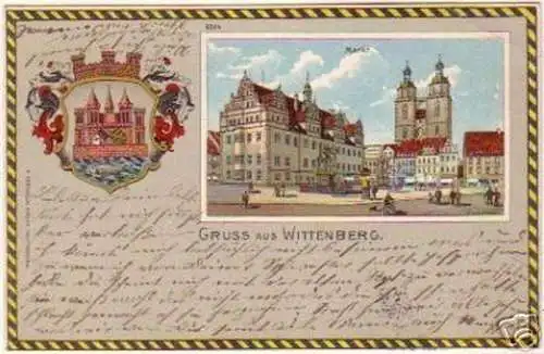 18553 Ak Lithographie Gruss aus Wittenberg 1906