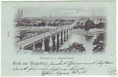 08703 Mondscheinkarte Gruß aus Magdeburg 1898