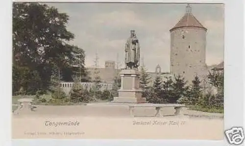 34617 Ak Tangermünde Denkmal Kaiser Karl IV. um 1900