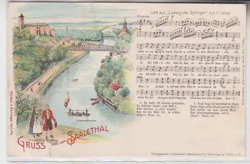 70861 Ak Lithographie Gruß aus dem Saalethal bei Giebichenstein um 1900