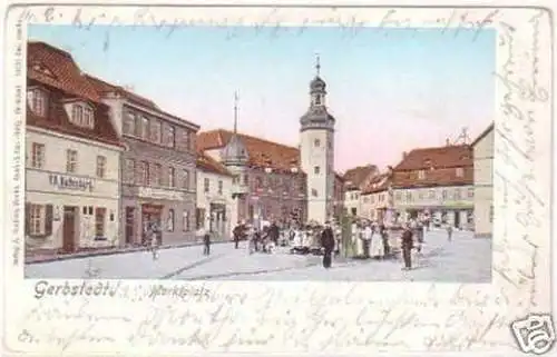 25597 Ak Gerbstedt Marktplatz mit Geschäften 1905