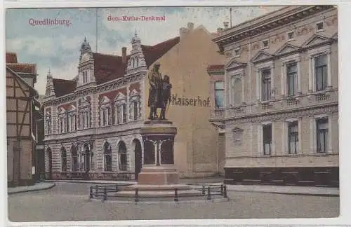 69443 Ak Quedlinburg Guts Muths Denkmal und Restaurant Kaiserhof um 1910