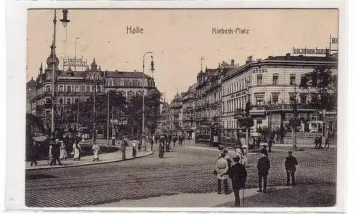 47493 Ak Halle a. Saale Riebeckplatz mit Hotel 1916