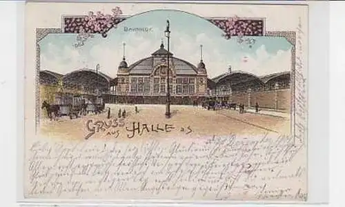 35929 Ak Lithographie Gruß aus Halle a.S. Bahnhof 1901