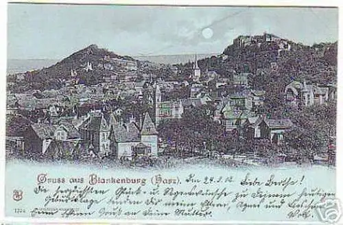 08791 Mondscheinkarte Gruß aus Blankenburg Harz 1902