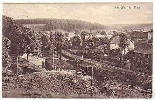 08241 Ak Königshof im Harz mit Bahnlinie 1931