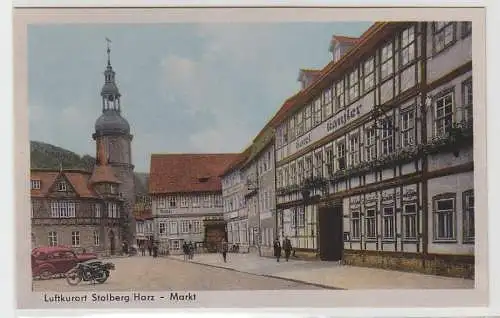 69669 Ak Luftkurort Stolberg am Harz Markt mit Hotel Kanzler um 1955