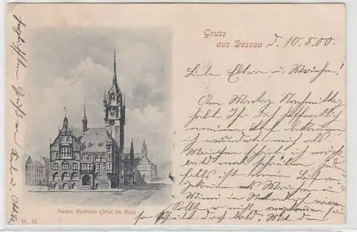 71270 Ak Gruß aus Dessau neues Rathaus (jetzt im Bau) 1900