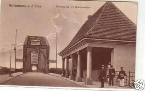 32205 Ak Schönebeck an der Elbe Elbe Brücke 1916