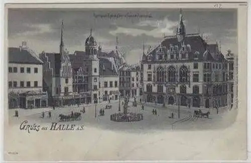 47107 Mondscheinkarte Gruß aus Halle a.S. um 1900