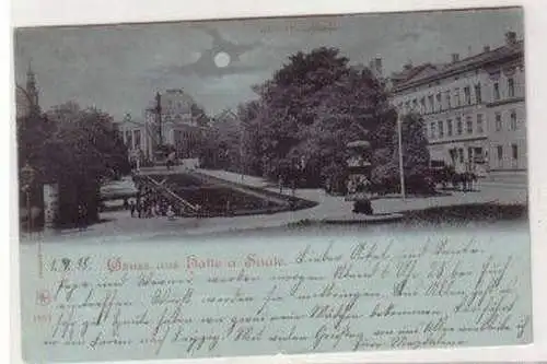 47127 Mondscheinkarte Gruß aus Halle Promenade 1898