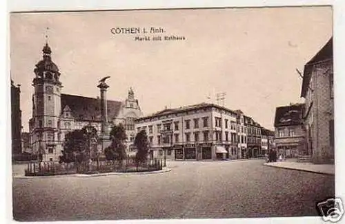 31856 Ak Cöthen in Anhalt Markt mit Rathaus 1937