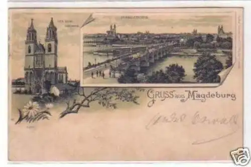 29997 Ak Lithographie Gruß aus Magdeburg 1898