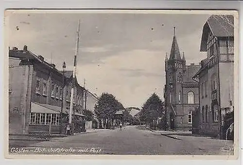 65321 Ak Güsten Bahnhofstrasse mit Post 1944