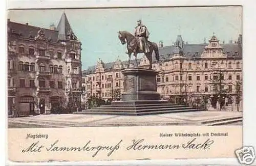 33469 Ak Magdeburg Kaiser Wilhelmplatz mit Denkmal 1905