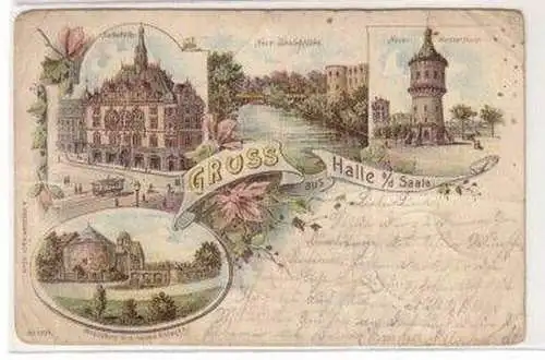 47558 Ak Lithographie Gruß aus Halle a.d.S. 1901