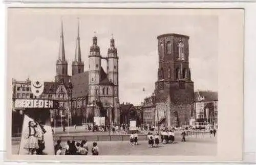 47200 Ak Halle an der Saale Marktplatz um 1950