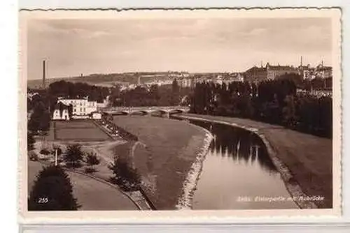 56550 Ak Zeitz Elsterpartie mit Aubrücke um 1940