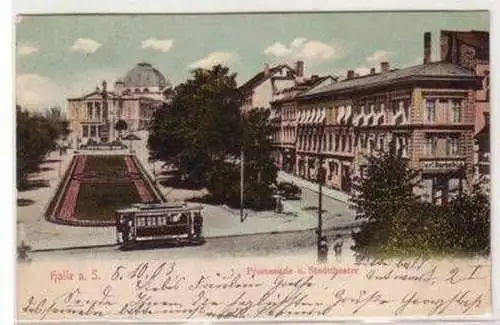 24722 Ak Halle a.S. Promenade und Stadttheater 1903