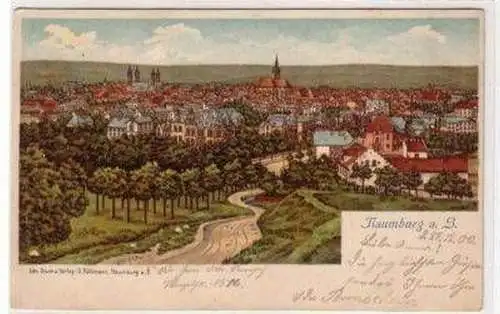 48520 Ak Lithographie Naumburg Saale Totalansicht 1900