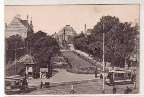 48011 Ak Halle a.S. Promenade mit Strassenbahnen um 1910