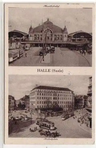 47867 Ak Halle a.S. Hauptbahnhof Riebeckplatz 1943