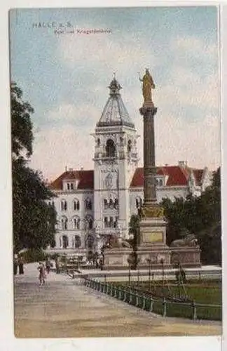 47766 Ak Halle a.S. Post und Kriegerdenkmal um 1910