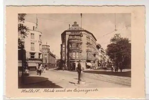 47892 Ak Halle a.S. Blick nach der Leipzigerstraße 1940