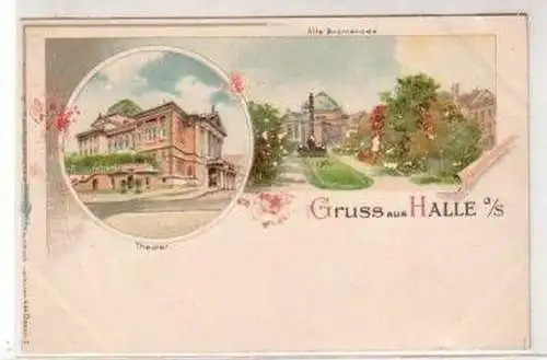 48079 Ak Lithographie Gruß aus Halle an der Saale um1900