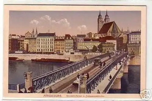 17475 Ak Magdeburg Strombrücke & Johanneskirche um 1910