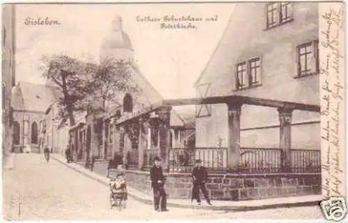 27140 Ak Eisleben Luthers Geburtshaus und Petrikirche