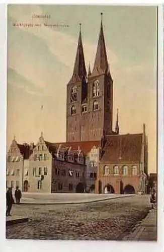 38587 Ak Stendal Marktplatz mit Marienkirche um 1910