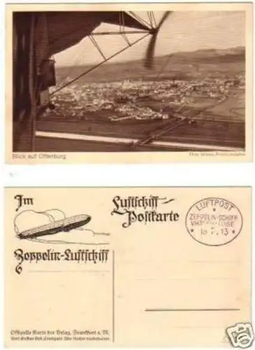 10591 Ak Zeppelin Ak Blick auf Offenburg 1913